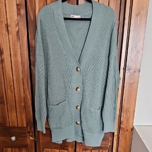 SO Green Knit Cardigan Sweater